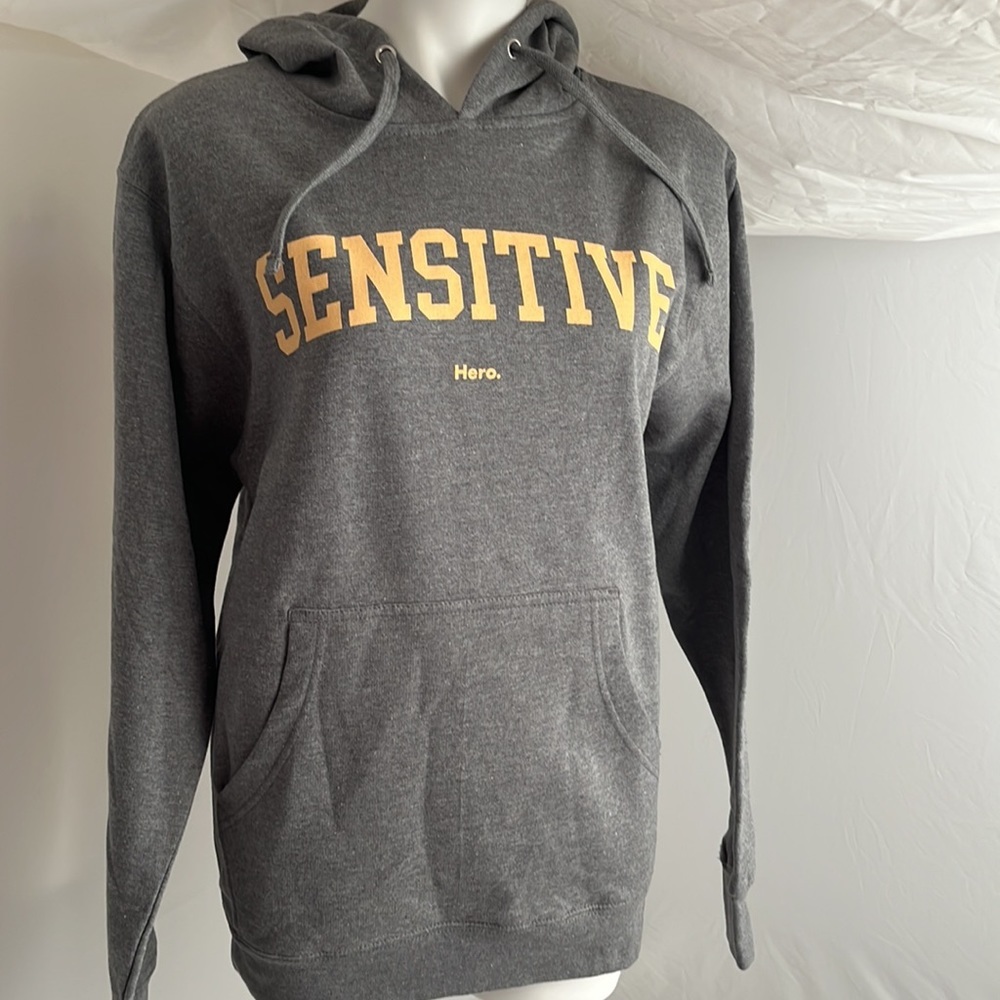 Hero Sensitive gray pocket logo hoodie